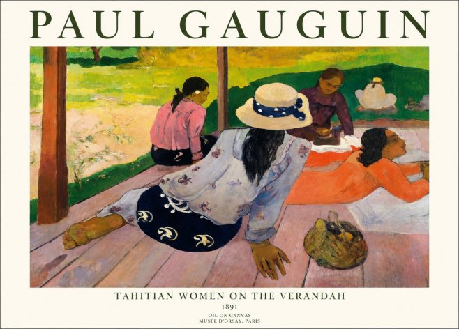 Paul Gauguin Tahitian Women on the Verandah No1 - Póster