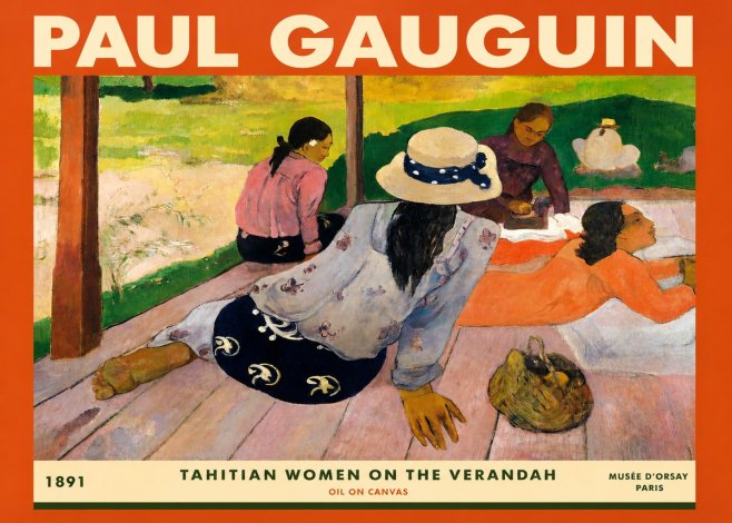 Paul Gauguin Tahitian Women on the Verandah No3 - Póster