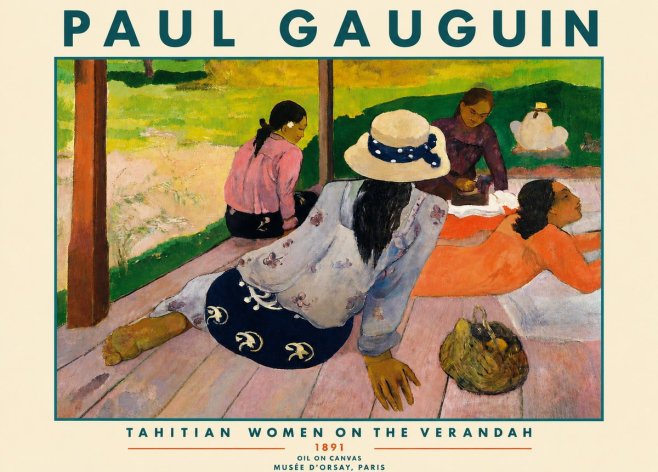 Paul Gauguin Tahitian Women on the Verandah No4 - Póster