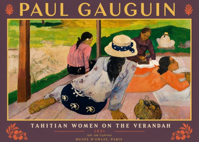 Paul Gauguin Tahitian Women on the Verandah No5 - Póster
