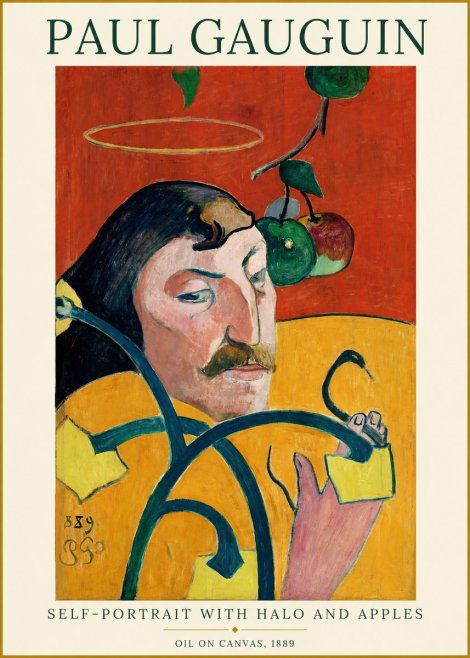 Paul Gauguin Self-portrait with Halo and Apples No1 - Póster