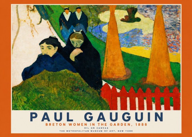 Paul Gauguin Breton Women in the Garden, 1888 No2 - Póster