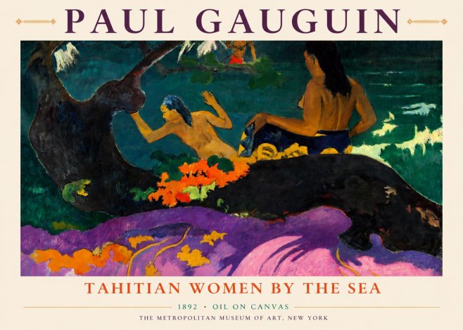 Paul Gauguin Tahitian Women by the Sea No4 - Póster