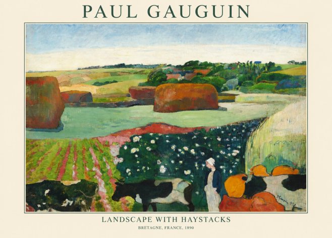 Paul Gauguin Landscape with Haystacks No1 - Póster