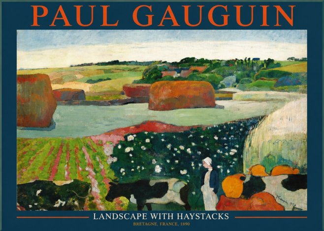 Paul Gauguin Landscape with Haystacks No2 - Póster