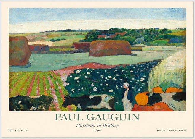 Paul Gauguin Landscape with Haystacks No5 - Póster