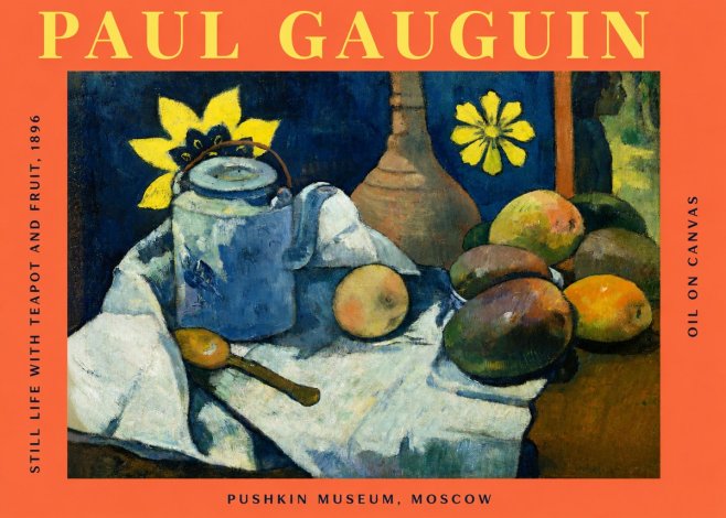 Paul Gauguin Still Life with Teapot and Fruit, 1896 No2 - Póster