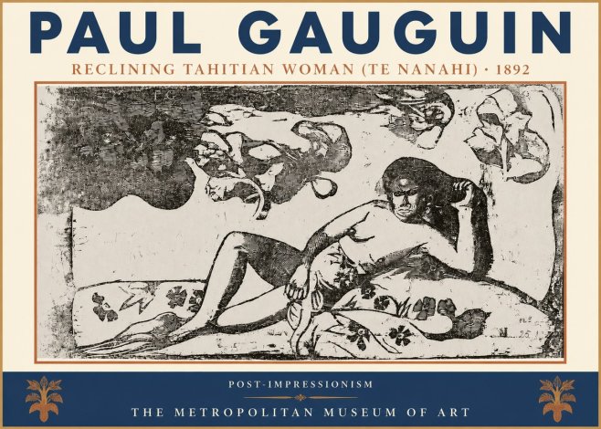 Paul Gauguin Reclining Tahitian Woman (Te Nanahi) No3 - Póster