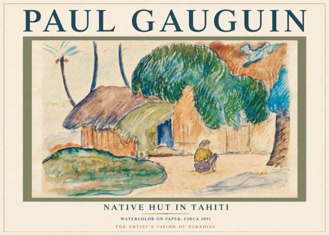 Paul Gauguin Native Hut in Tahiti No3 - Póster