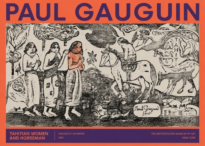 Paul Gauguin Tahitian Women and Horseman No2 - Póster