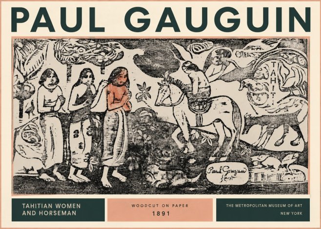 Paul Gauguin Tahitian Women and Horseman No4 - Póster