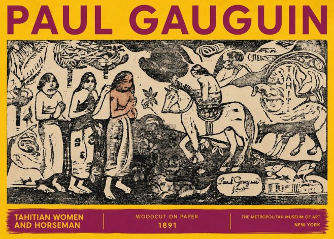 Paul Gauguin Tahitian Women and Horseman No6 - Póster