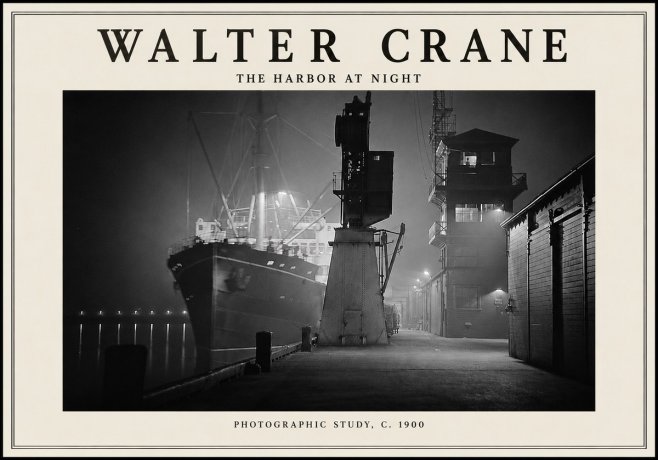 Walter Crane The Harbor at Night No5 - Póster