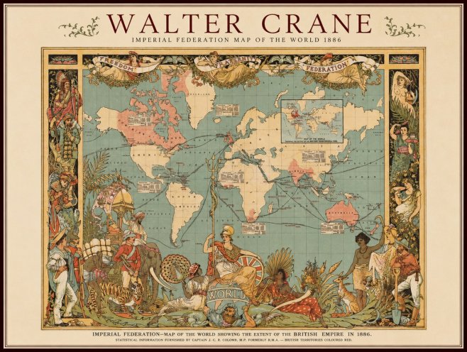 Walter Crane Imperial Federation Map of the World 1886 No1 - Póster