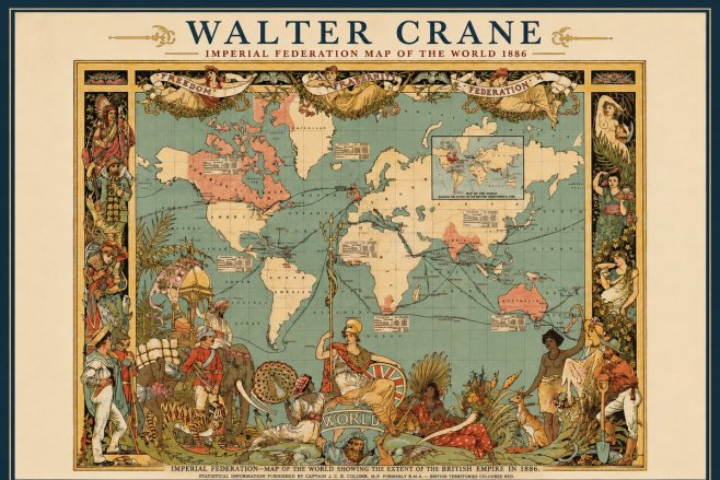 Walter Crane Imperial Federation Map of the World 1886 No2 - Póster