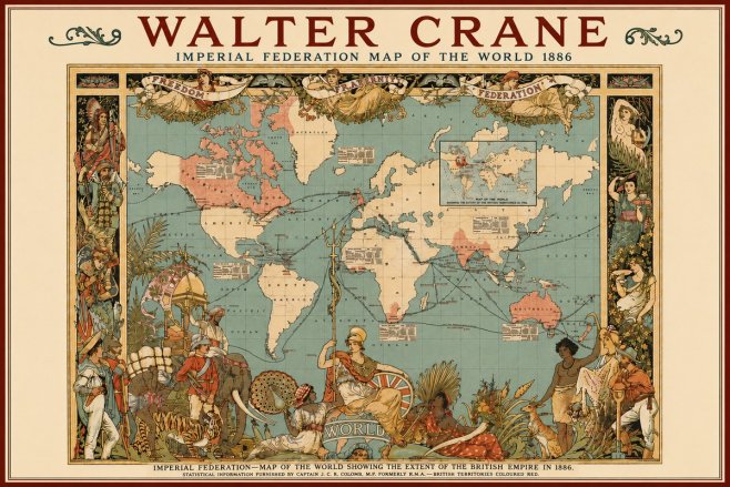 Walter Crane Imperial Federation Map of the World 1886 No4 - Póster