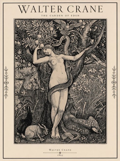 Walter Crane The Garden of Eden No1 - Póster