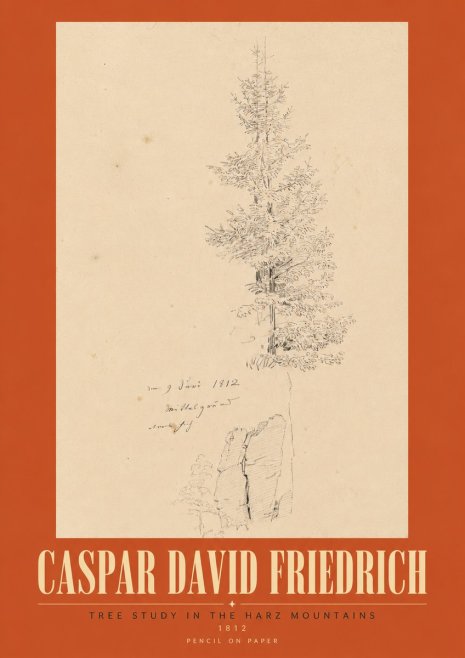 Caspar David Friedrich Tree Study in the Harz Mountains No3 - Póster