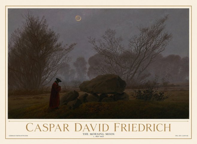 Caspar David Friedrich The Morning Moon No1 - Póster