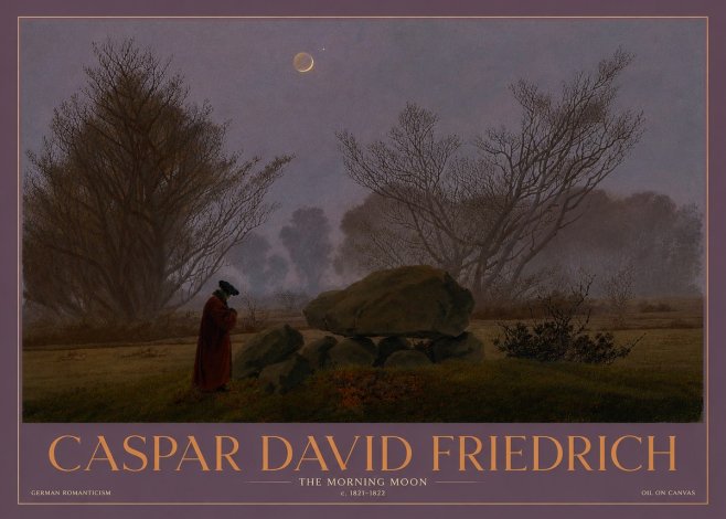 Caspar David Friedrich The Morning Moon No3 - Póster