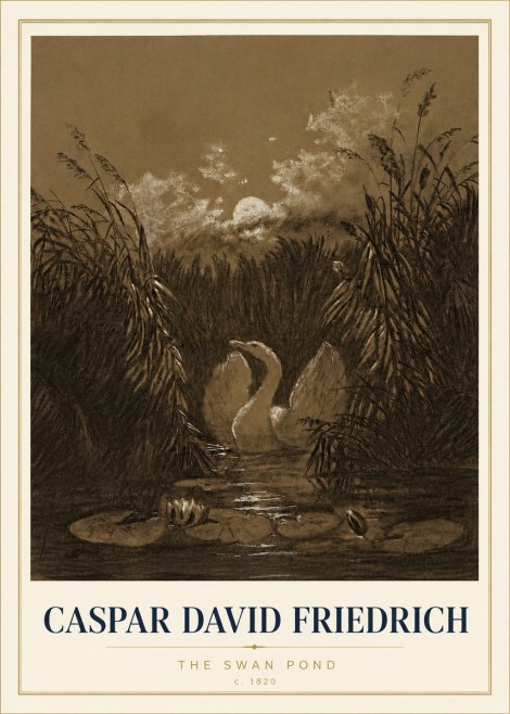 Caspar David Friedrich The Swan Pond No4 - Póster