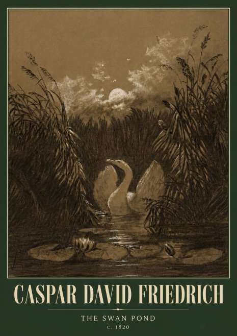 Caspar David Friedrich The Swan Pond No5 - Póster