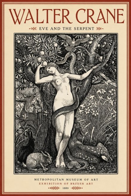 Walter Crane Eve and the Serpent No2 - Póster