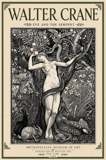 Walter Crane Eve and the Serpent No5 - Póster