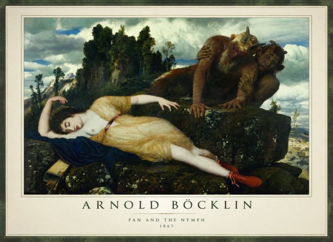 Arnold Böcklin Pan and the Nymph No1 - Póster