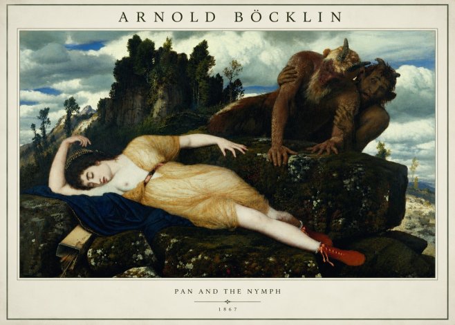 Arnold Böcklin Pan and the Nymph No2 - Póster