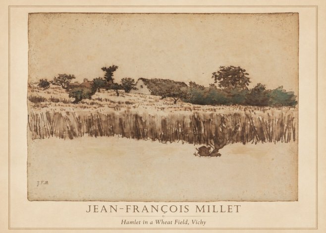 Jean-François Millet Hamlet in a Wheat Field, Vichy No2 - Póster