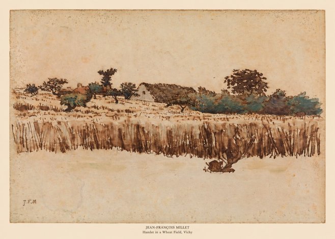 Jean-François Millet Hamlet in a Wheat Field, Vichy No5 - Póster