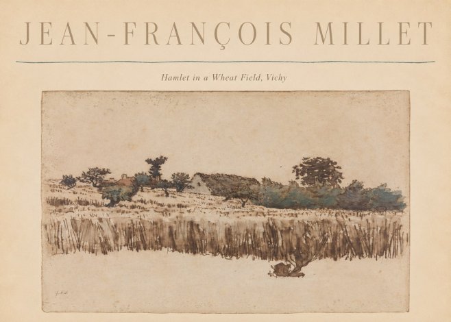 Jean-François Millet Hamlet in a Wheat Field, Vichy No6 - Póster