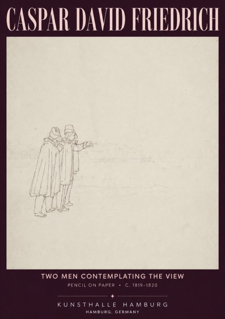 Caspar David Friedrich Two Men Contemplating the View No4 - Póster