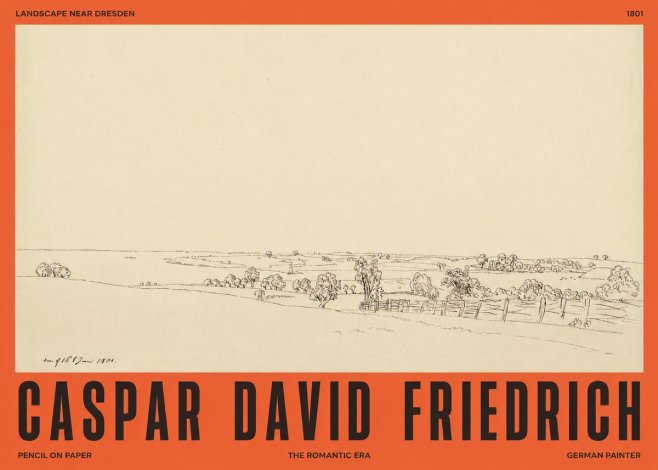 Caspar David Friedrich View of the Countryside Near Dresden No4 - Póster