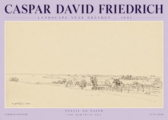Caspar David Friedrich View of the Countryside Near Dresden No6 - Póster