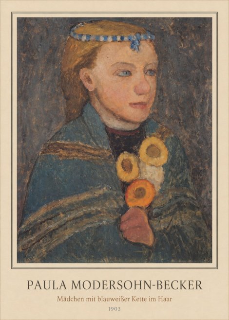 Paula Modersohn-Becker Mädchen Mit Blauweißer Kette Im Haar No3 - Póster