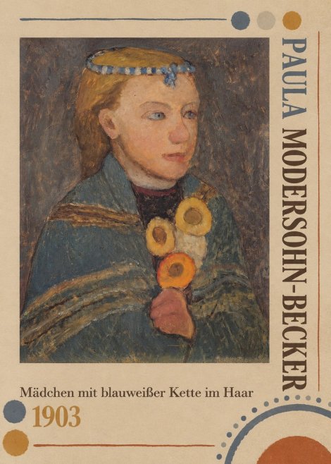 Paula Modersohn-Becker Mädchen Mit Blauweißer Kette Im Haar No4 - Póster