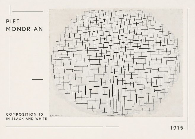 Piet Mondrian Composition 10 in Black and White No1 - Póster