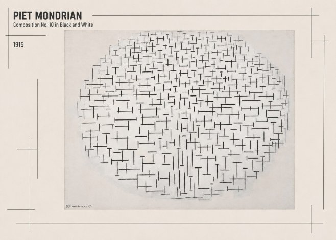 Piet Mondrian Composition 10 in Black and White No2 - Póster