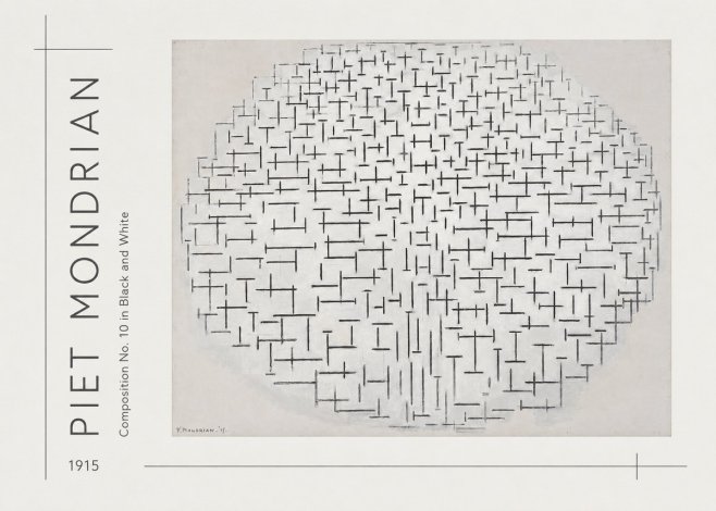 Piet Mondrian Composition 10 in Black and White No3 - Póster