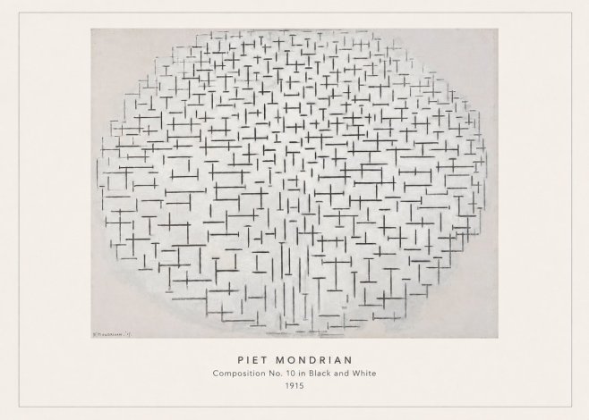 Piet Mondrian Composition 10 in Black and White No4 - Póster