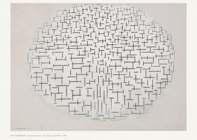 Piet Mondrian Composition 10 in Black and White No6 - Póster