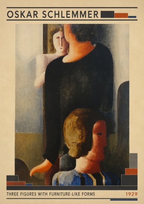 Oskar Schlemmer Three Figures with Furniture-like Forms No3 - Póster