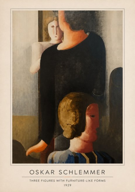 Oskar Schlemmer Three Figures with Furniture-like Forms No4 - Póster