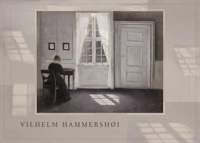 Vilhelm Hammershøi Interior with a Woman at a Table No3 - Póster