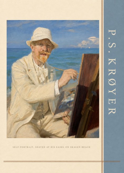 P.S. Krøyer Self-portrait, Seated at His Easel on Skagen Beach No2 - Póster