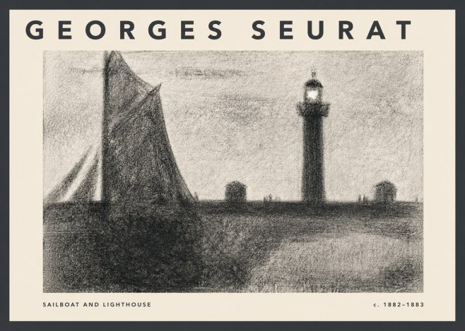 Seurat Sailboat and Lighthouse No2 - Póster