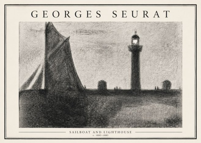 Seurat Sailboat and Lighthouse No3 - Póster