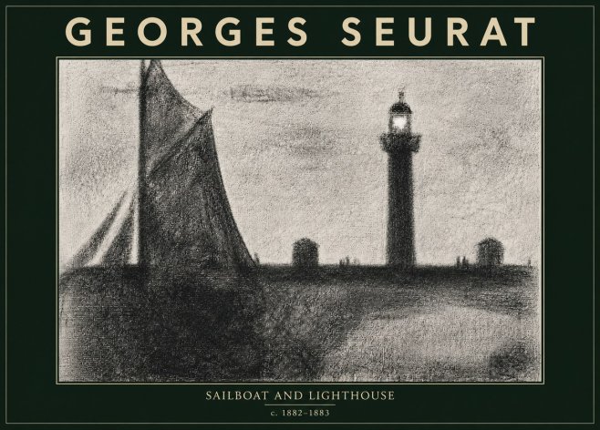 Seurat Sailboat and Lighthouse No5 - Póster